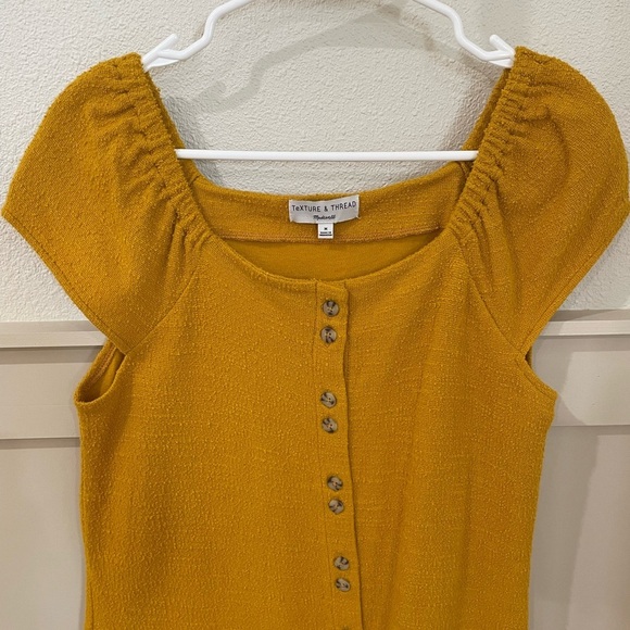 Madewell Texture & Thread Mustard Mini Dress Size Medium - Picture 6 of 15